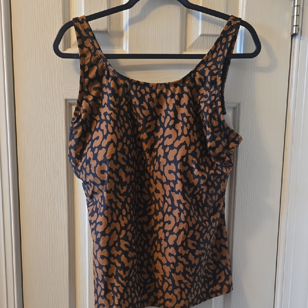 ECO BEACH BRAND WOMEN'S BLACK AND BROWN SWIM TANKINI TOP SIZE XL